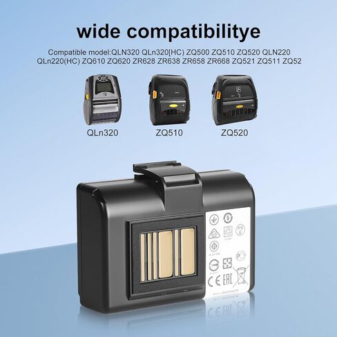 2 حزمة 2600 مللي أمبير استبدال بطاريات QLN320 للطابعة زيبرا ZQ520 ZQ521 QLN320 QLN220 QLn220HC ZR628 ZR638 ZR658 ZR668 ZQ610 ZQ620 ZQ500 ZQ510 QLN320HC (أسود، عبوتان بطاريات) in Kuwait