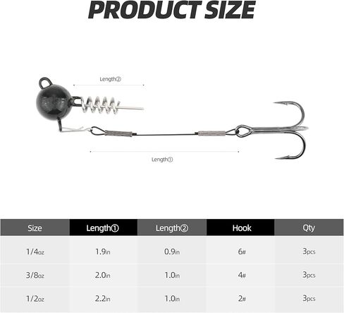 Fishing Rig with Weighted Jig Head and Treble Hook – Screw Lock Bait Keeper for Soft Lures, 3PCS Pack for Saltwater and Freshwater Fishing in Saudi Arabia