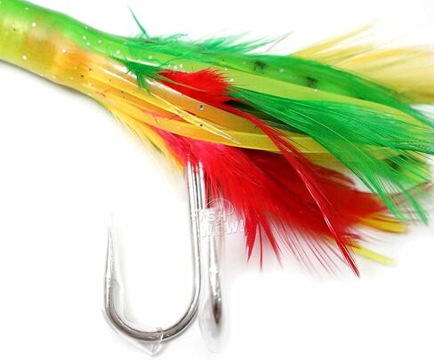 5pcs Fish WOW! 6" Fishing Tuna Clone Feather Rig 6 inch Trolling 3oz Bullet Weighted Head Lure - Mexican Flag in Saudi Arabia