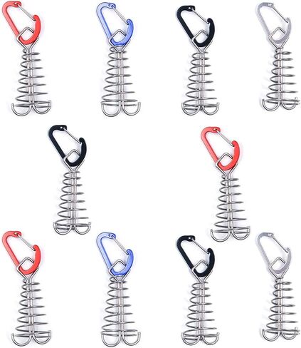 Alnicov 10PCS Square Deck Anchor Pegs,Tent Awning Anchor with D-Shaped carabiners for Camping Outdoor Timber Deck Plank Random Color in Saudi Arabia