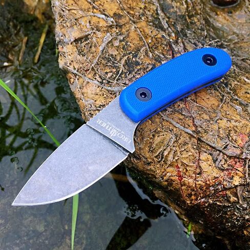 سكاكين Watchman F015 ذات نصل ثابت D2 مع غمد، سكين صيد تانغ كامل مع سكين صيد غمد كيديكس مع مقبض ميركارتا للتخييم والبقاء على قيد الحياة وصيد الأسماك (أسود) in Kuwait