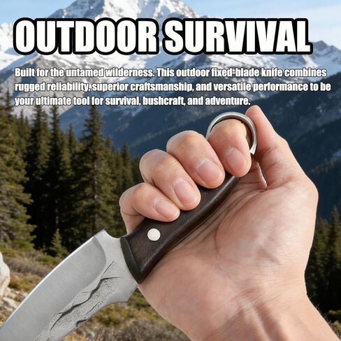Fixed Blade Hunting Knife, 8.6-Inch 4CR13 Steel Full Tang Sharp Blade, Fixed Blade Knife with Sheath for Outdoor Camping, Hunting, Bushcraft, Hiking and Tactical Survival in Saudi Arabia