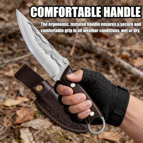 Fixed Blade Hunting Knife, 8.6-Inch 4CR13 Steel Full Tang Sharp Blade, Fixed Blade Knife with Sheath for Outdoor Camping, Hunting, Bushcraft, Hiking and Tactical Survival in Saudi Arabia