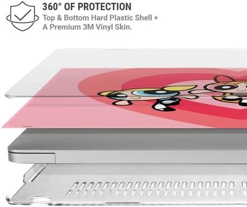 حافظة Skinit + غلاف متوافق مع جهاز MacBook Air 13in (2020) - تصميم Warner Bros Powerpuff Girls Hearts المرخص رسميًا in Kuwait