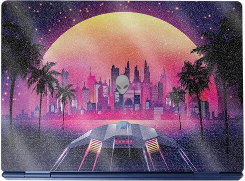 Carbon Fiber Laptop Skin Compatible with Alienware 16/16X Aurora (2025) - Neon Alley - Premium 3M Vinyl Protective Wrap Decal Cover - Easy to Apply | Crafted in The USA by MightySkins in Saudi Arabia