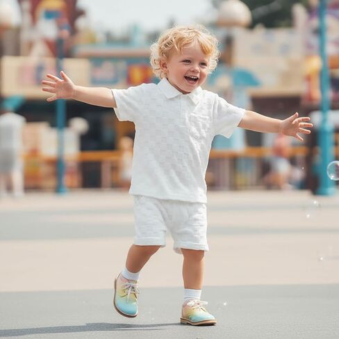 Toddler Baby Boys Summer Clothes Plaid Short Sleeve Lapel Tops Shorts 2Pcs Clothing Set Outfits 6 12 18 24 Months in Saudi Arabia
