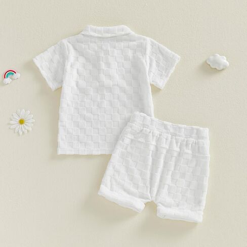 Toddler Baby Boys Summer Clothes Plaid Short Sleeve Lapel Tops Shorts 2Pcs Clothing Set Outfits 6 12 18 24 Months in Saudi Arabia