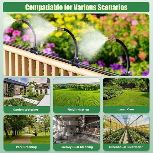 Yizhet Garden Irrigation System, 20m/65ft PU Hose Irrigation System with Mist Function Pure Copper Universal Head, Mist Cooling and Watering Set for Garden, Greenhouse, Terrace, Balcony in Kuwait
