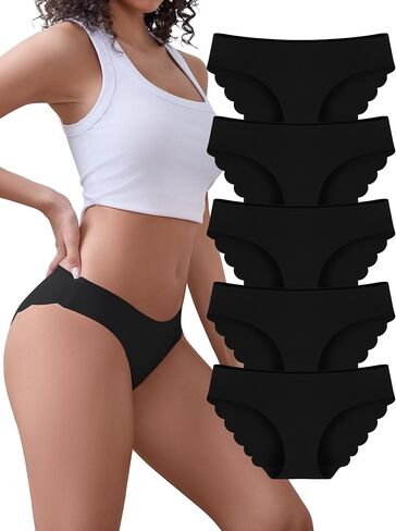 voenxe Seamless Bikini Underwear for Women,No Show Ladies Panties,Invisible Hipster Panty Brief Undies,Low Rise Cheeky,5 Pack in Saudi Arabia