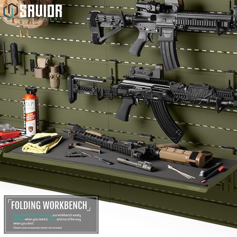 نظام رف الحائط من Savior Equipment مصنوع من الفولاذ عالي التحمل وقابل للطي لطاولة العمل ورف قابل للطي على الحائط، 91.44 سم أخضر in Saudi Arabia