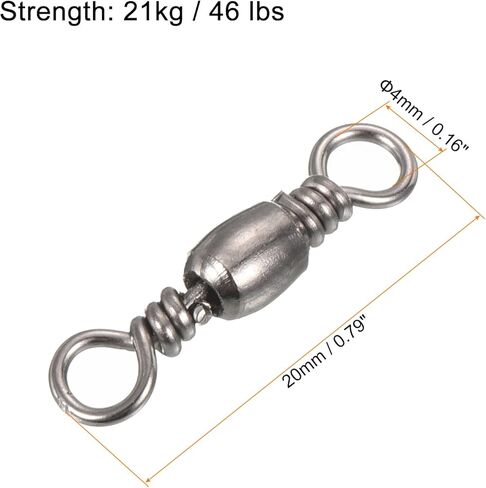 Fishing Barrel Swivel, 50Pcs 46lb Carbon Steel Solid Ring Terminal Tackle, Black in Saudi Arabia