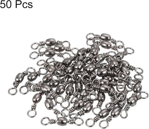 Fishing Barrel Swivel, 50Pcs 46lb Carbon Steel Solid Ring Terminal Tackle, Black in Saudi Arabia