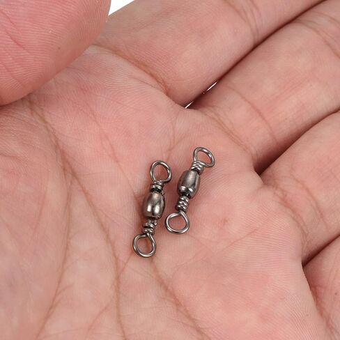 Fishing Barrel Swivel, 50Pcs 46lb Carbon Steel Solid Ring Terminal Tackle, Black in Saudi Arabia