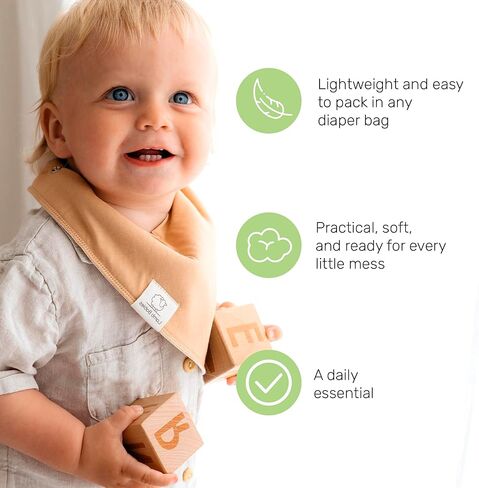 Bandana Cotton Baby Bibs, Ultra Soft Stylish and Lightweight Absorbent Design for Milk Dribbles Burps and Spills in Saudi Arabia