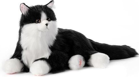 حيوانات أليفة للقطط الروبوتية التفاعلية من تشونغكر، حيوانات محشوة مرجحة يدويًا، لعبة قطط قطيفة مع استجابة صوتية، نبضات قلب واقعية وخرخرة، قطة سوداء in Kuwait