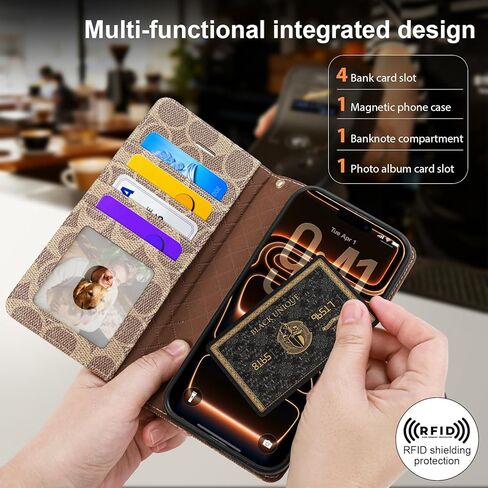 Magnetic Detachable Wallet Case for iPhone 17 Pro Max, Luxury PU Leather with Card Slots, Kickstand, Wrist Strap, MagSafe Compatible, 6.9-Inch Khaki in Saudi Arabia