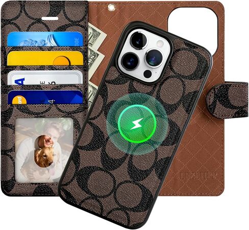 Magnetic Detachable Wallet Case for iPhone 17 Pro Max, Luxury PU Leather with Card Slots, Kickstand, Wrist Strap, MagSafe Compatible, 6.9-Inch Khaki in Saudi Arabia