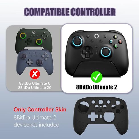 غطاء حماية من السيليكون من FIOPAZ لجهاز 8Bitdo Ultimate 2، حافظة واقية مقاومة للغبار/العرق لجهاز 8bitdo Ultimate 2 ملحقات وحدة التحكم اللاسلكية/البلوتوث، أسود in Kuwait