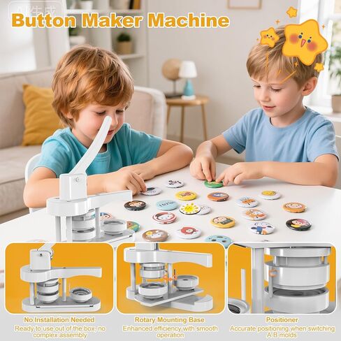 آلة صانع الأزرار ، آلة الزر اضغط ، طابعة آلة الأزرار لأزرار DIY ، آلة صانع دبوس التثبيت خالية من التثبيت مع مستلزمات صانع الأزرار 50pcs (58 مم/2.25 بوصة) in Saudi Arabia