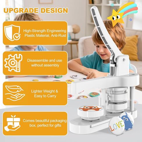 آلة صانع الأزرار ، آلة الزر اضغط ، طابعة آلة الأزرار لأزرار DIY ، آلة صانع دبوس التثبيت خالية من التثبيت مع مستلزمات صانع الأزرار 50pcs (58 مم/2.25 بوصة) in Saudi Arabia