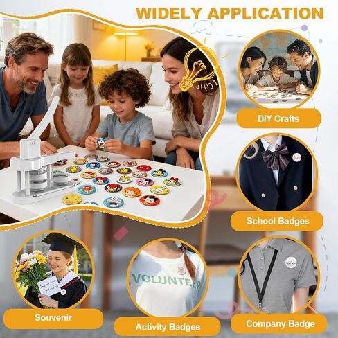 آلة صانع الأزرار ، آلة الزر اضغط ، طابعة آلة الأزرار لأزرار DIY ، آلة صانع دبوس التثبيت خالية من التثبيت مع مستلزمات صانع الأزرار 50pcs (58 مم/2.25 بوصة) in Saudi Arabia