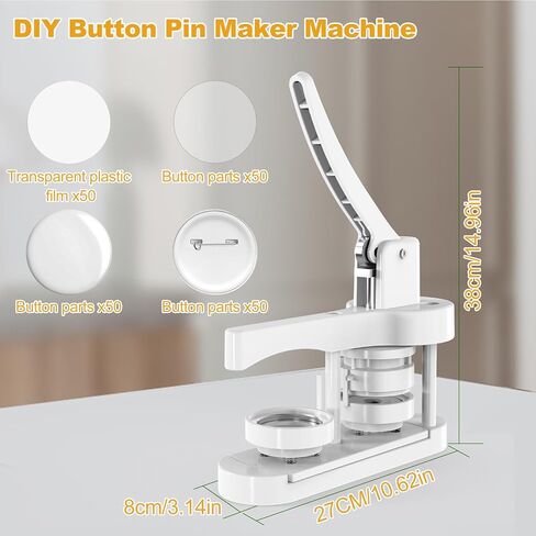 آلة صانع الأزرار ، آلة الزر اضغط ، طابعة آلة الأزرار لأزرار DIY ، آلة صانع دبوس التثبيت خالية من التثبيت مع مستلزمات صانع الأزرار 50pcs (58 مم/2.25 بوصة) in Saudi Arabia