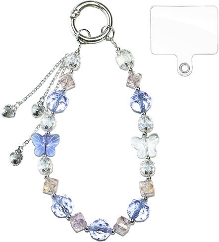 Cell Phone Charm, Handmade Wrist Strap Chain Lanyard with Natural Crystal, Beaded Phone Strap Lanyard Set for Women in Saudi Arabia