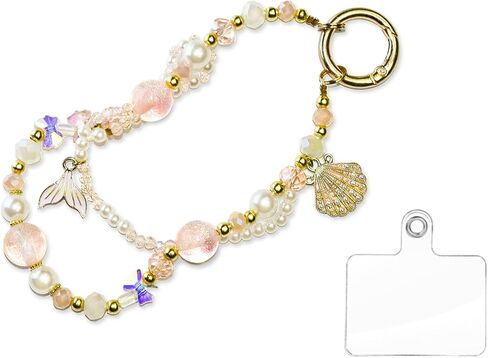 Cell Phone Charm, Handmade Wrist Strap Chain Lanyard with Natural Crystal, Beaded Phone Strap Lanyard Set for Women in Saudi Arabia