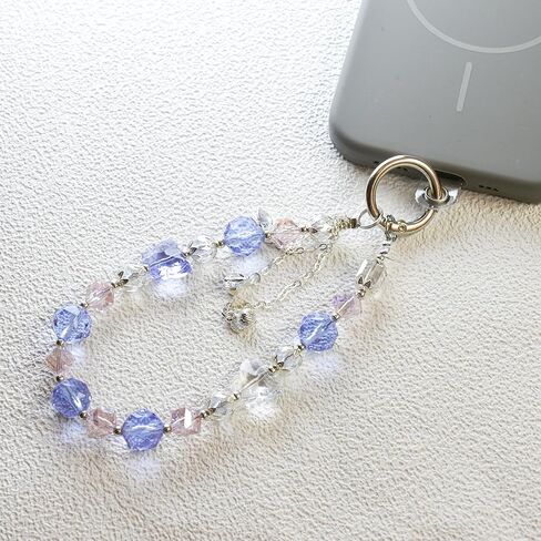 Cell Phone Charm, Handmade Wrist Strap Chain Lanyard with Natural Crystal, Beaded Phone Strap Lanyard Set for Women in Saudi Arabia