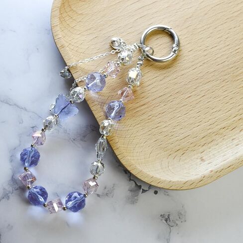 Cell Phone Charm, Handmade Wrist Strap Chain Lanyard with Natural Crystal, Beaded Phone Strap Lanyard Set for Women in Saudi Arabia