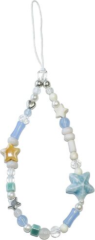 Cell Phone Charm, Handmade Wrist Strap Chain Lanyard with Natural Crystal, Beaded Phone Strap Lanyard Set for Women in Saudi Arabia