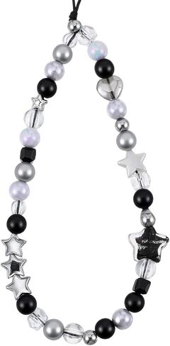 Beaded Camera Hand Strap, Cool Black Star Phone Lanyard Wrist Cute Bag Charm Digital Camera Wrist Strap for Phone Bag Keychain in Saudi Arabia