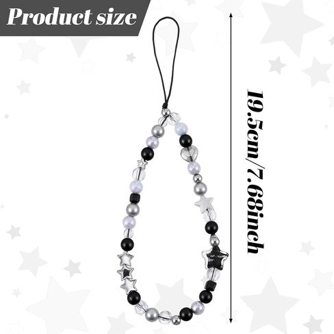 Beaded Camera Hand Strap, Cool Black Star Phone Lanyard Wrist Cute Bag Charm Digital Camera Wrist Strap for Phone Bag Keychain in Saudi Arabia