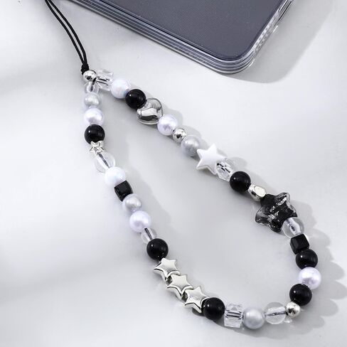 Beaded Camera Hand Strap, Cool Black Star Phone Lanyard Wrist Cute Bag Charm Digital Camera Wrist Strap for Phone Bag Keychain in Saudi Arabia