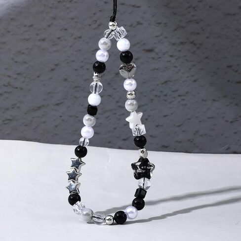 Beaded Camera Hand Strap, Cool Black Star Phone Lanyard Wrist Cute Bag Charm Digital Camera Wrist Strap for Phone Bag Keychain in Saudi Arabia