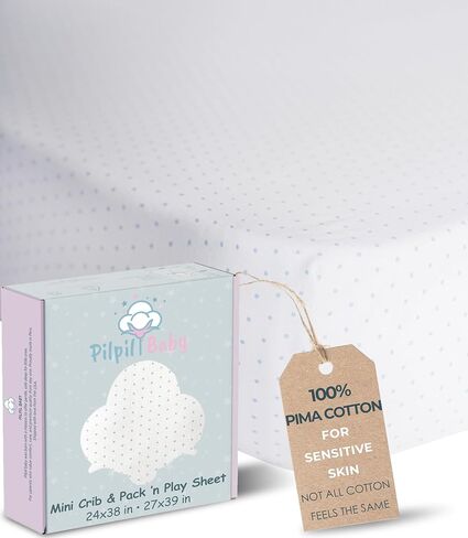 ملاءة سرير الأطفال الصغيرة & Pack 'n Play (24x38 و27x39 بوصة، قماش قطني وردي) - 100% قطن بيما البيروفي - ملاءة سرير أطفال بناتي ناعمة ولا تسبب الحساسية - صنع في بيرو in Saudi Arabia