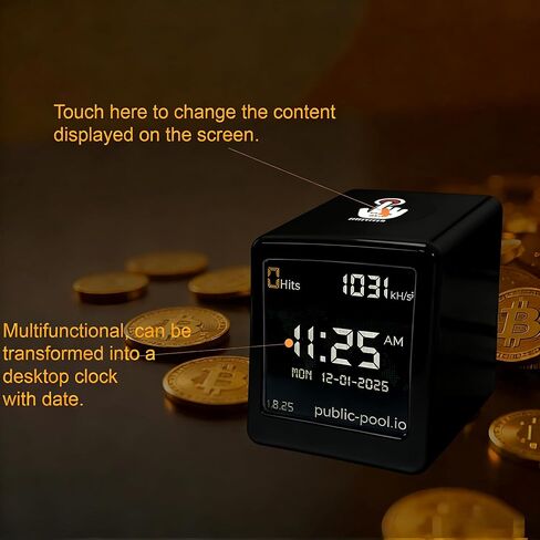 Bitcoin Lottery Miner,NM-TV Crypto Lucky Mini One Shot Solo Miner Touchable 1.54 inch Smart Display ESP32 Development Board Small Desktop Clock 1060 KH/s Hashrate, As a Gift (Black) in Saudi Arabia
