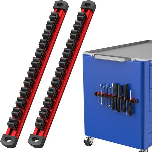 Preciva 3 PCS Magnetic Tool Holder with 36 Sliding Clips, Triple Strong Magnets & Aluminum Rails, Compact Screwdriver Organizer and Wrench Organizer for Garage Workshop Tool Box Storage in Saudi Arabia