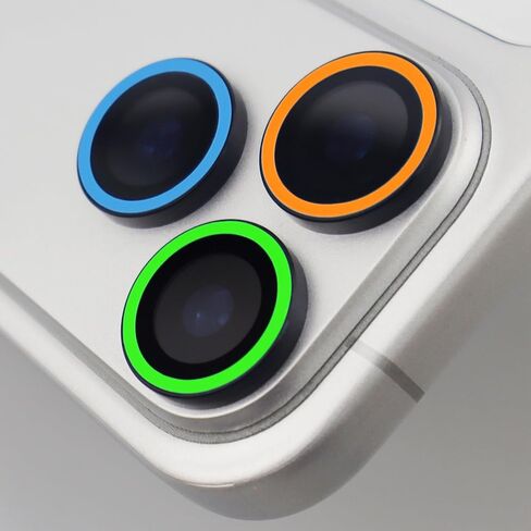 واقي عدسة الكاميرا المضيء لهاتف iPhone 17 Pro / 17 Pro Max بحلقة معدنية من الزجاج المقوى يتوهج في الظلام (6 قطع) (ملون، لهاتف iPhone 17 Pro/17 Pro Max) in Kuwait