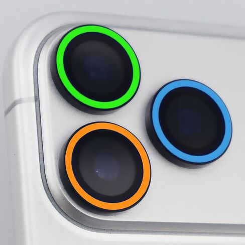 واقي عدسة الكاميرا المضيء لهاتف iPhone 17 Pro / 17 Pro Max بحلقة معدنية من الزجاج المقوى يتوهج في الظلام (6 قطع) (ملون، لهاتف iPhone 17 Pro/17 Pro Max) in Kuwait