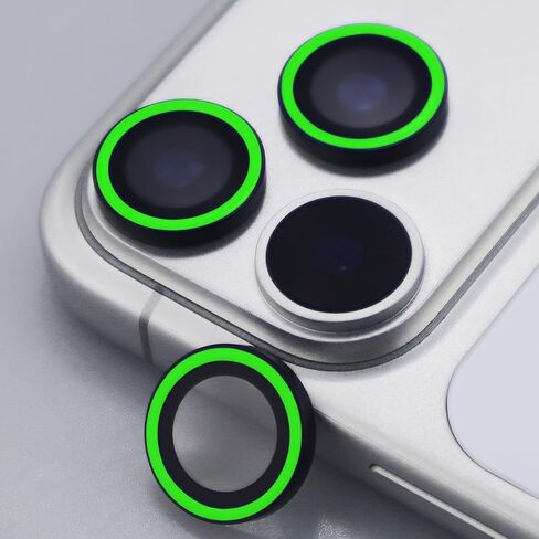 واقي عدسة الكاميرا المضيء لهاتف iPhone 17 Pro / 17 Pro Max بحلقة معدنية من الزجاج المقوى يتوهج في الظلام (6 قطع) (ملون، لهاتف iPhone 17 Pro/17 Pro Max) in Kuwait