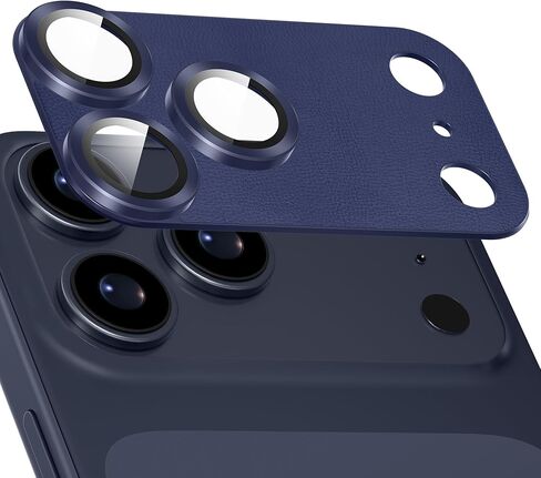 Suoman Leather Lens Protector for iPhone 17 Pro Max, [All-in-one Design] [Strong Adsorption] Full Coverage Leather Metal Frame Tempered Glass Camera Lens Cover-Blue in Saudi Arabia