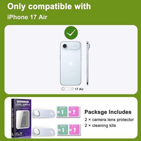 2-Pack Shatterproof Camera Lens Protector for iPhone 17 Air |AR Tempered Glass Strong Adsorption Metal Camera Cover Screen(Light Blue) in Saudi Arabia
