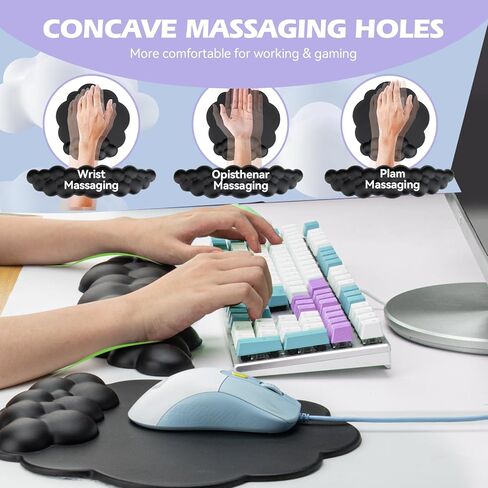 Cloud Wrist Rest Keyboard - Keyboard Cloud Wrist Rest Mouse, Desktop Cloud Wrist pad Sliding Base Typing Pain Relief, Non-Slip Base, Cloud Wrist Rest is Suitable for Home, Office, Computer Games in Saudi Arabia