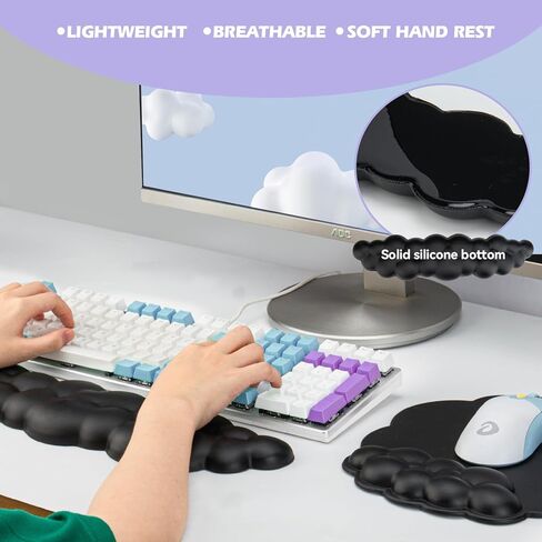 Cloud Wrist Rest Keyboard - Keyboard Cloud Wrist Rest Mouse, Desktop Cloud Wrist pad Sliding Base Typing Pain Relief, Non-Slip Base, Cloud Wrist Rest is Suitable for Home, Office, Computer Games in Saudi Arabia