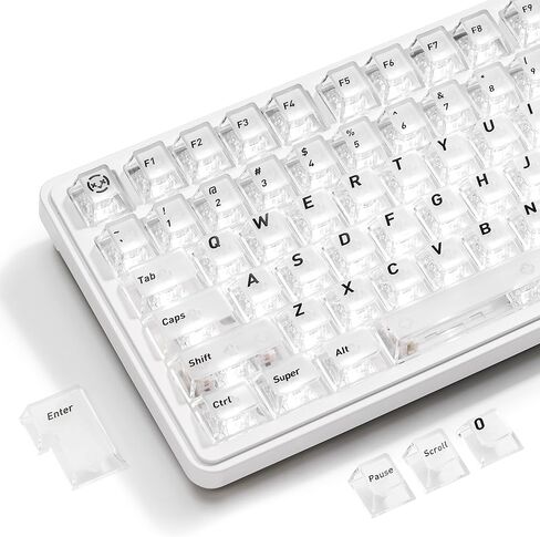 HITIME XVX White Clear Keycaps,Transparent Keycaps 60 75 100 Percent,Ceramic Keycap Style, Shine Through Keycap, Cherry Profile Keyboard Key Cap Set for Mx Switches Mechanical Keyboard, 119 Keys in Saudi Arabia
