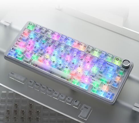 HITIME XVX White Clear Keycaps,Transparent Keycaps 60 75 100 Percent,Ceramic Keycap Style, Shine Through Keycap, Cherry Profile Keyboard Key Cap Set for Mx Switches Mechanical Keyboard, 119 Keys in Saudi Arabia