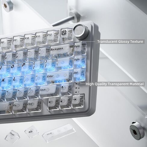 HITIME XVX White Clear Keycaps,Transparent Keycaps 60 75 100 Percent,Ceramic Keycap Style, Shine Through Keycap, Cherry Profile Keyboard Key Cap Set for Mx Switches Mechanical Keyboard, 119 Keys in Saudi Arabia