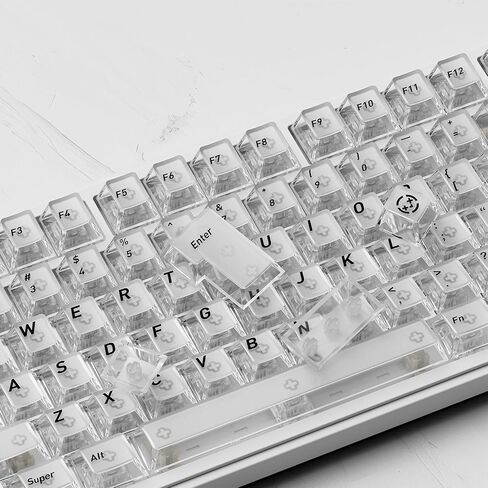 HITIME XVX White Clear Keycaps,Transparent Keycaps 60 75 100 Percent,Ceramic Keycap Style, Shine Through Keycap, Cherry Profile Keyboard Key Cap Set for Mx Switches Mechanical Keyboard, 119 Keys in Saudi Arabia