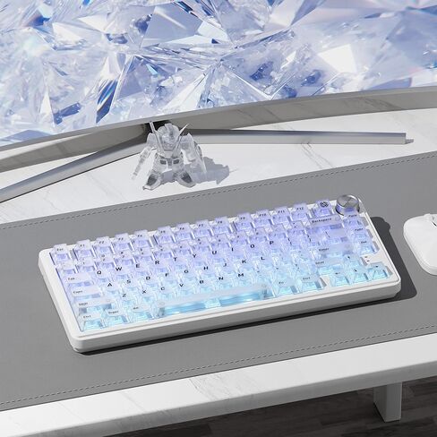 HITIME XVX White Clear Keycaps,Transparent Keycaps 60 75 100 Percent,Ceramic Keycap Style, Shine Through Keycap, Cherry Profile Keyboard Key Cap Set for Mx Switches Mechanical Keyboard, 119 Keys in Saudi Arabia
